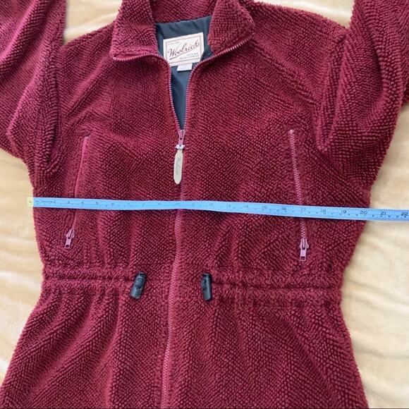Woolrich maroon fleece full zip lined jacket Size S - Picture 9 of 10